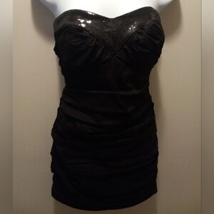 🖤 CALVIN KLEIN Black Bustier Empire Sequin Waist Rausch Mini  Sz 2